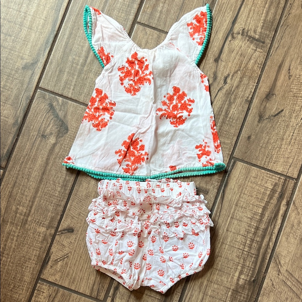 Masala Baby White and Orange Floral Set